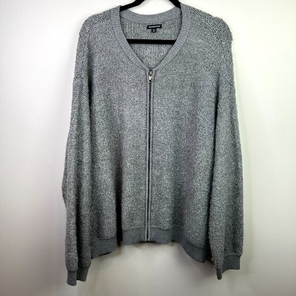 Gray‎ knit wool blend zip up size 3X - Picture 1 of 5